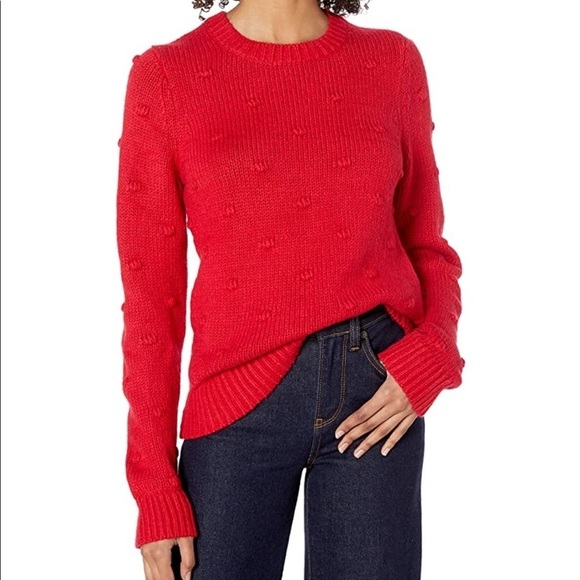𝅺LUCKY Brand red pom-pom crewneck sweater - Picture 1 of 15